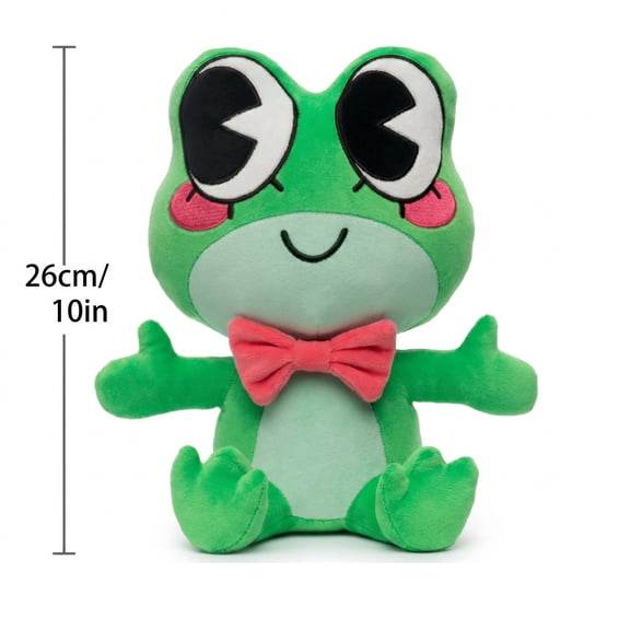 Digital Circus Ribbit Frog Stuffed Plush, 10 Inch Cute Green Frog Doll with Red Bow Tie, Aesthetic Decor Pillow for Adult Room Sofa Ornament