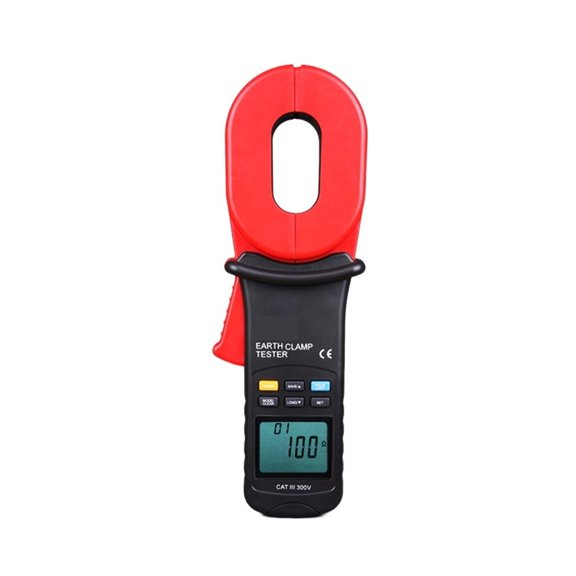 Digital Clamp Earth Ground Tester Resistance Meter 0-1000 Ohm 10000 Counts 28mm Jaw 300 Data Storage ,Easy to Use