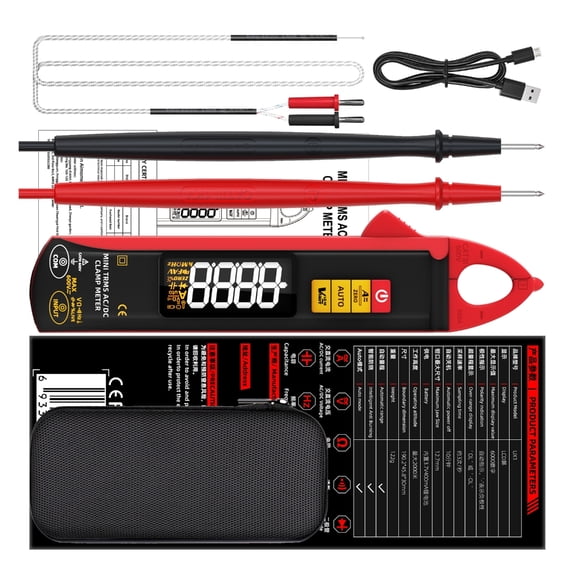 Digital Clamp Meter 0-610V 100A Current True RMS Ammeter Pliers Multimeter