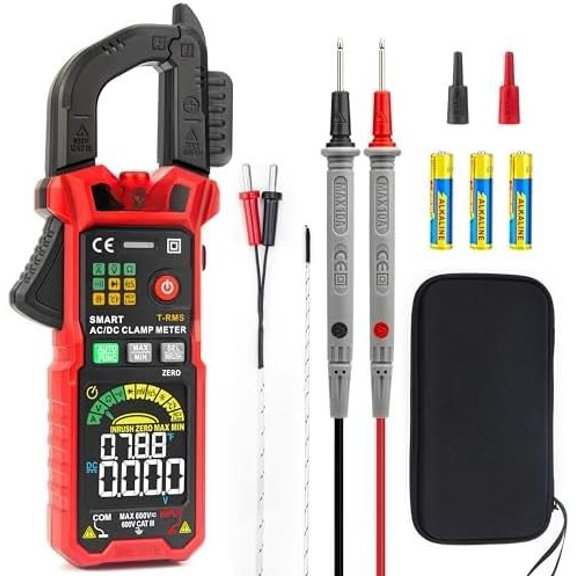 Digital Clamp Meter with D-Shaped , Clamp Multimeter with Inrush Current Function, Auto-ranging Amp Meter -in Color Screen, Measures Current Temperature NCV