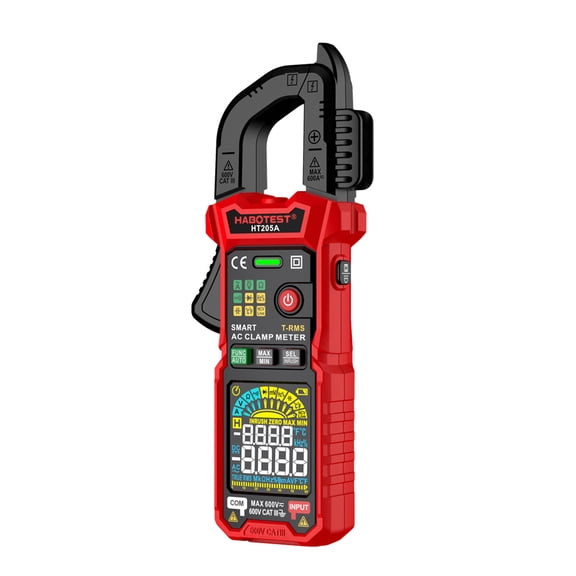 Digital Clamp Meter, HT205A Digital Clamp Meter, Digital Clamp Meter, Current Voltage Tester, ABS Case, AC DC Current Multimeter with LED Flashlight