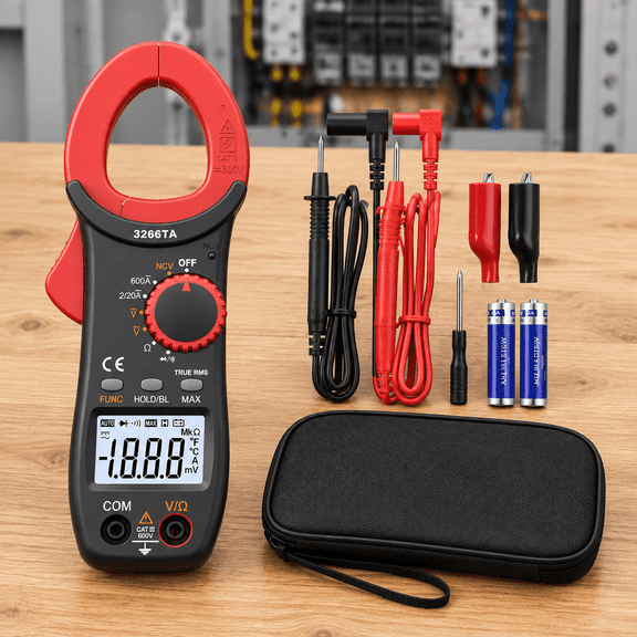 Digital Clamp Meter Multimeter, 2000 Counts with Auto Ranging, NCV, and TRMS