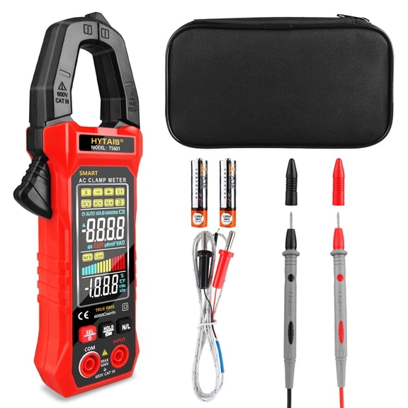 Digital Clamp Meter,Multimeter 6000 Counts Amp Voltage Tester Auto-ranging for AC/DC Current Voltage,Resistance,Capacitance,Continuity,Live Wire Test,Temperature Diode NCV,Flashlight Electrican Tools