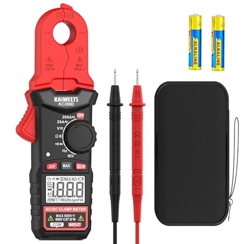 Digital Clamp Meter with Round Jaw, Automotive Multimeter, NCV, 2000 Counts, Amp Voltmeter, Accuratly Measure AC/DC Current & Volatge, Resistance, Diode, Capacitance, Continuity, Frequency