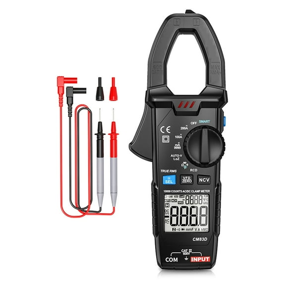 Digital Clamp Meter T-RMS 1000 Counts Multimeter Voltage Tester Auto-ranging Measures Current Voltage Temperature Ohm