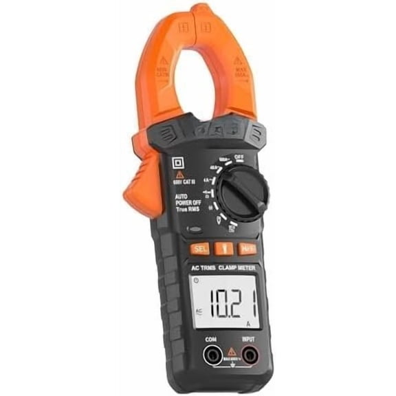 Digital Clamp Meter T-RMS 4000 Counts,Clamp Multimeter Auto-Ranging Measures AC Current, ,Capacitance,Resistance,Diode,Continuity,NCV,Backlight,Flashlight
