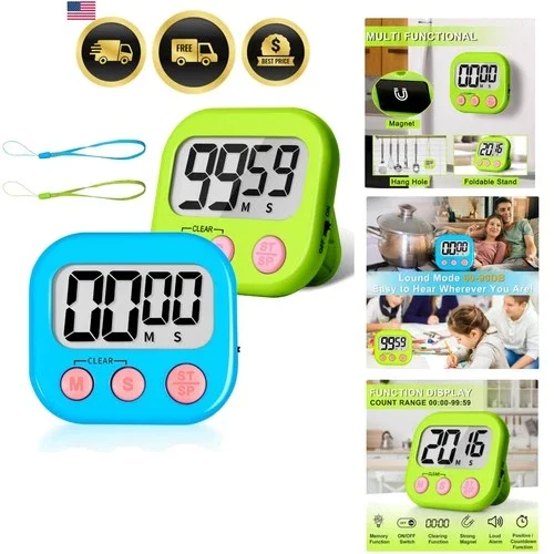 Digital Classroom Timer for Kids Teachers 2 Pack Blue Green Large Screen