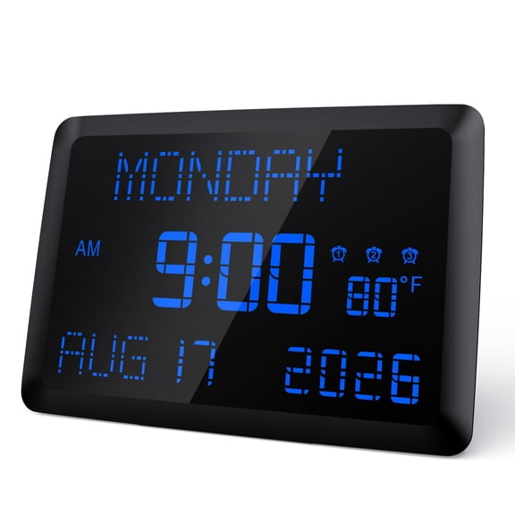 Digital Clock  11.5" Large Display Calendar With Day And Date Indoor Temperature Adjustable Brightness Snooze 12/24h Dst For Home Office Elderly