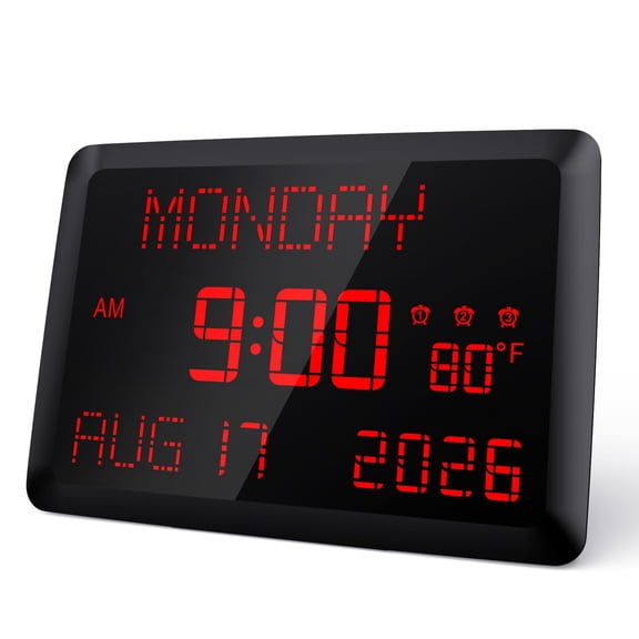 Digital Clock  11.5" Large Display Calendar With Day And Date Indoor Temperature Adjustable Brightness Snooze 12/24h Dst For Home Office