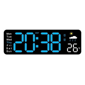 13 Inch Digital LED Wall Clock, Alarm Clock, Timer, 12 24H, Automatic Brightness Dimmer, Day Date Temperature
