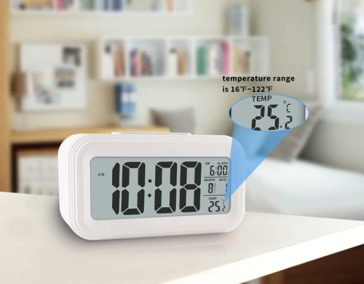 Digital Clock, Alarm Clocks for Bedrooms with LCD Screen and Snooze, 12