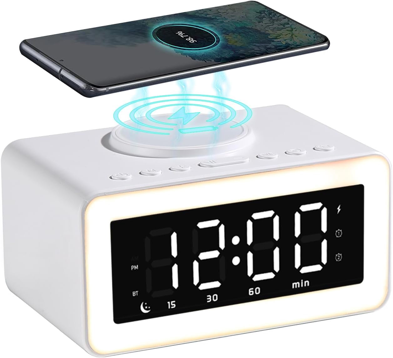 Led Clock Wireless Digital Clock Bluetooth Speaker Alarm Clock with Wireless Charging ...