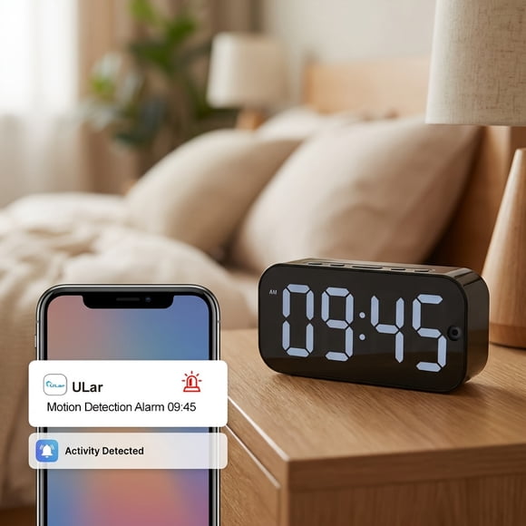 Digital Clock Camera, Security Camera, Motion Detection And Alarm, Suitable for Homes, Offices And Shops, As Well As Smart for Home And Office Equipment