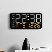 Digital Clock with Day Date Temperature Display, LED Screen, DST Auto-Adjust, Adjustable Brightness, Dual Power, Plastic Case for Bedroom Office Desk