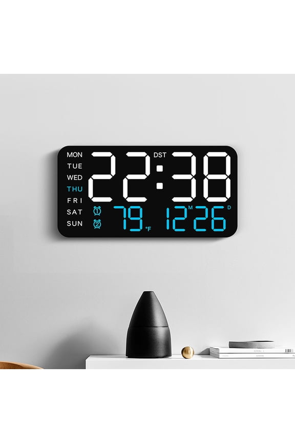 Digital Clock, Clock With Day Date Temperature Display, LED Screen With DST Auto-Adjust, Adjustable Brightness, Dual Power Corded or 3 AAA Battery, Plastic Case