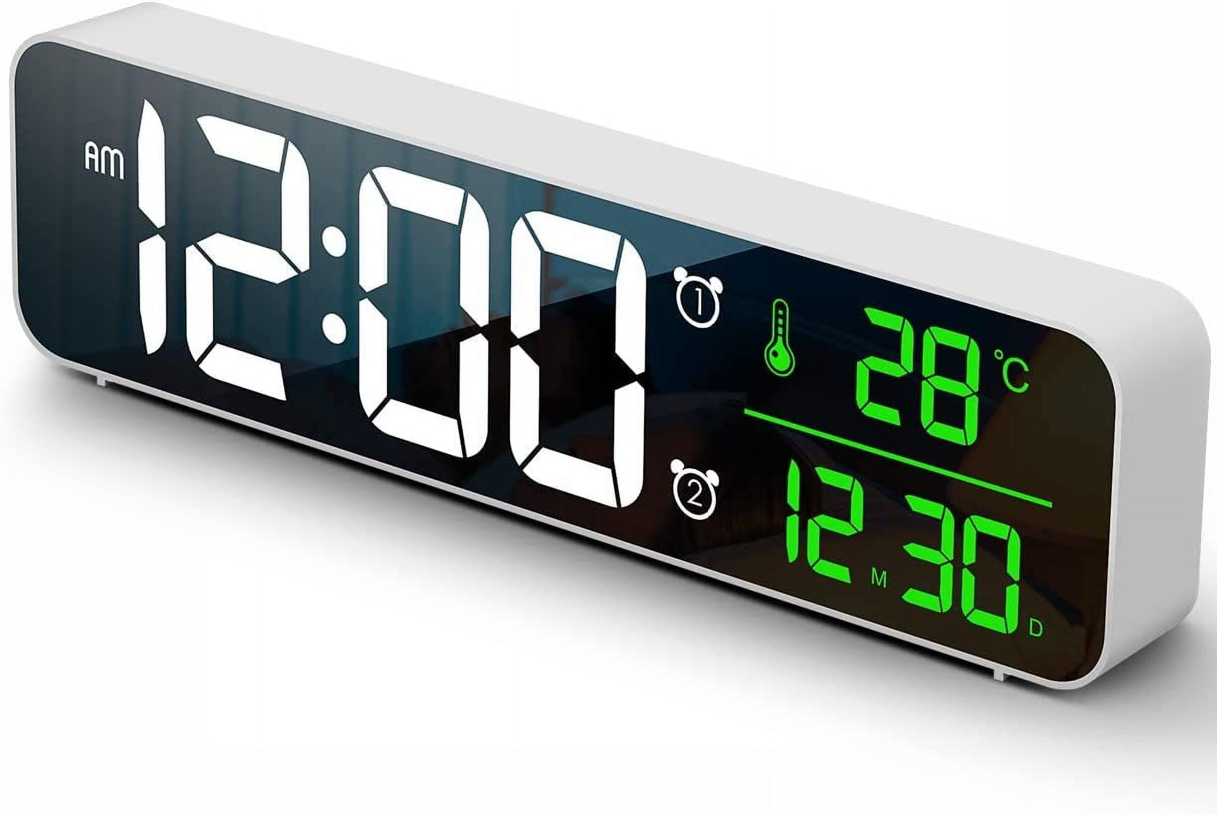 Digital Clock Large Display Alarm Clock for Living Room Office Bedroom  Decor LED Electronic Date Temp Display Wall Electric Clocks Automatic  Brightness Dimmer Smart Cool Modern Desk Accessories Black 