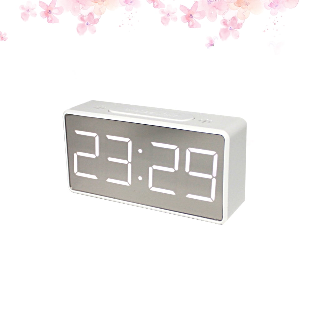 Clispeed White LED Digital Clock with 2 Way Power and Mirror Design for ...