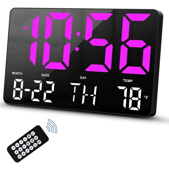 Digital Clock, Wall Clock with Remote Control,LED Large Display Date Week Temperature for Living Room