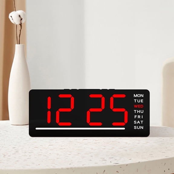 Digital Clock, Electronic LED Clock With Day Date Temperature Display, DST Auto-Adjust, Adjustable Brightness, Dual Power Cord or Battery, Plastic Case, 6.1 x 2.5 x 1.0 in