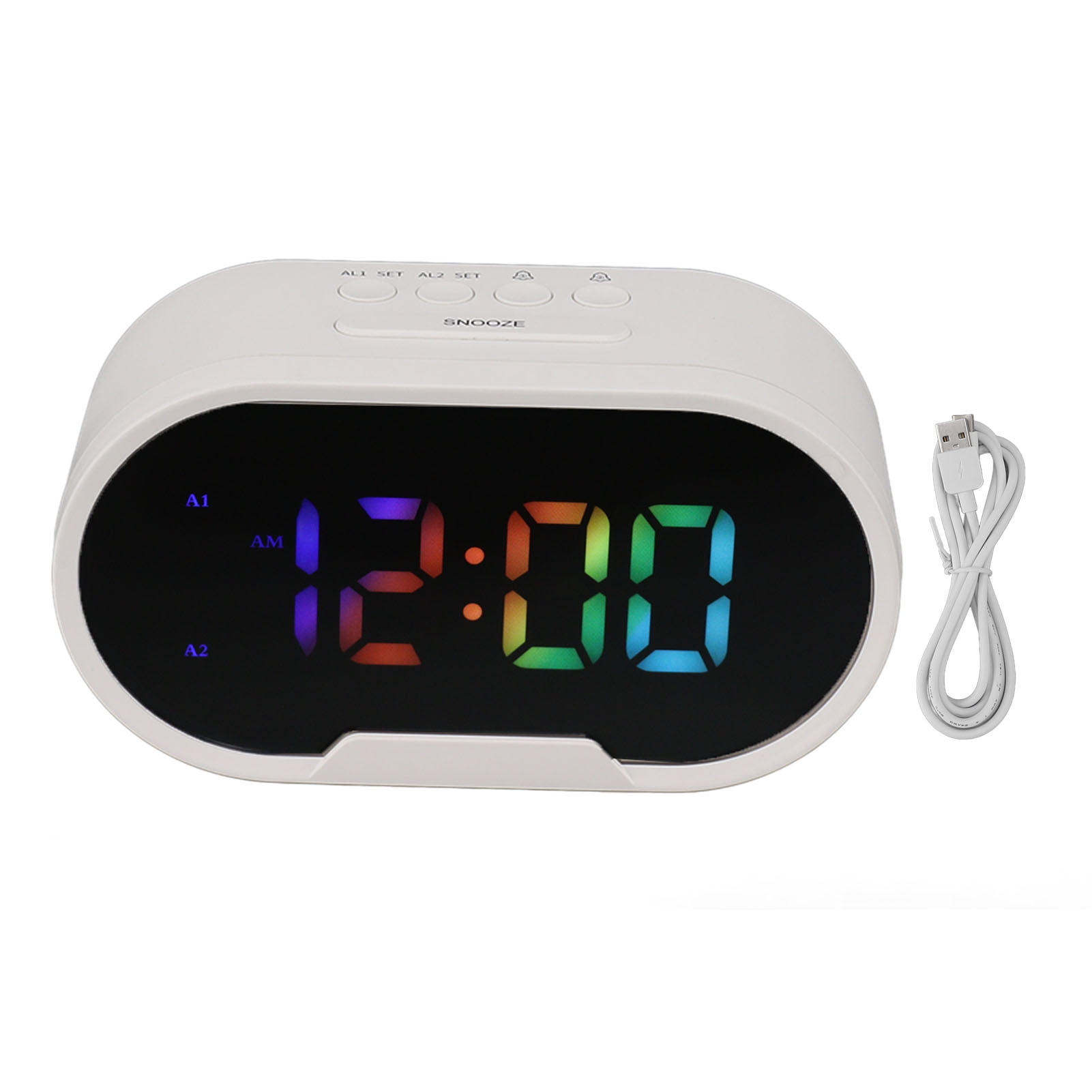 Digital Clock LED Alarm Big Digits Color Display Dimmable Adjustable ...