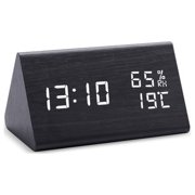 Digital Clock LED Wooden Alarm Clock Table Sound Control Electronic Clocks Desktop USB/AAA Powered Desperadoes Home Table Decor