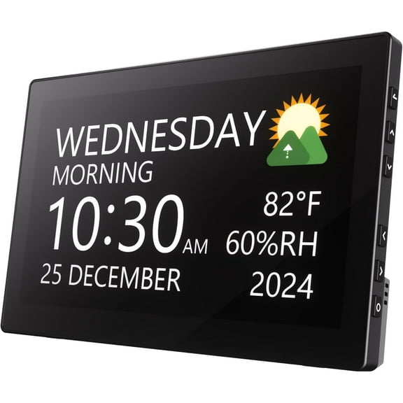 Digital Clock, Large Display Calendar Clock with 12 Themes, 20 Alarms, 20 Reminders, Auto Dimming, 12/24 Hours, Indoor Temperature, Humidity for Seniors, Desk