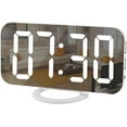 thumbnail image 1 of Digital Clock Large Display, LED Electric Alarm Clocks Mirror Surface for Makeup with Diming Mode, 3 Levels Brightness, Dual USB Ports Modern Decoration for Home Bedroom Decor-White (001), 1 of 17