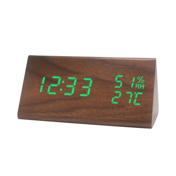 Digital Clock Large Display Office Clocks Wall New Temperature And Humidity Multifunctional Silent Alarm Clock Led Wooden Student Electronic Bedside Desk White Letter Model