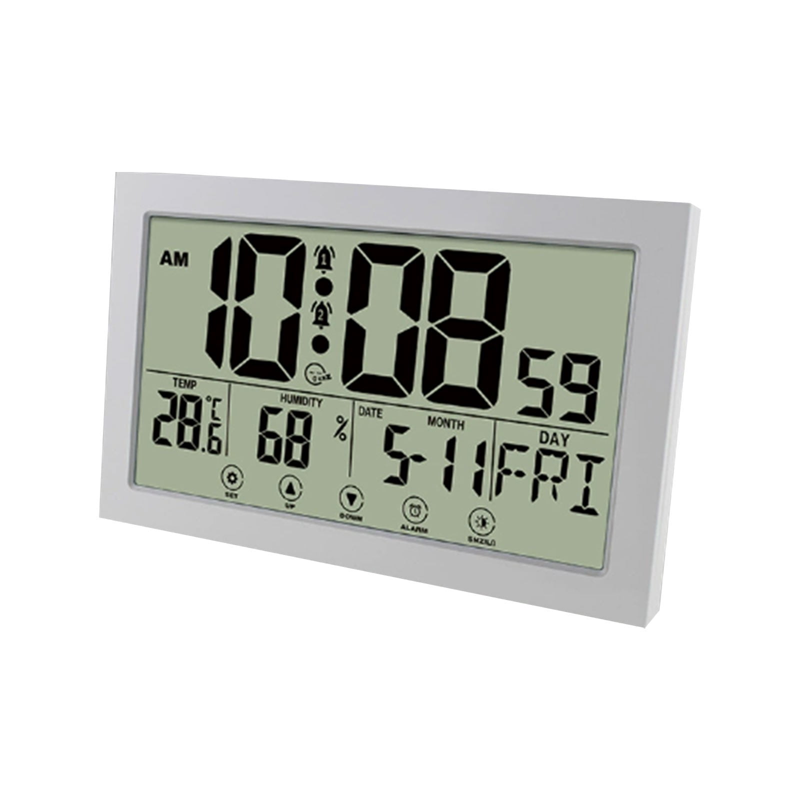 Digital Clock,Large Screen Digital Clock With Temperature & Humidity Display, Multifunctional Alarm Clock With Time and Date Calendar Display,Large Digital Calendar, Wall Mountable Desk Clock(White)