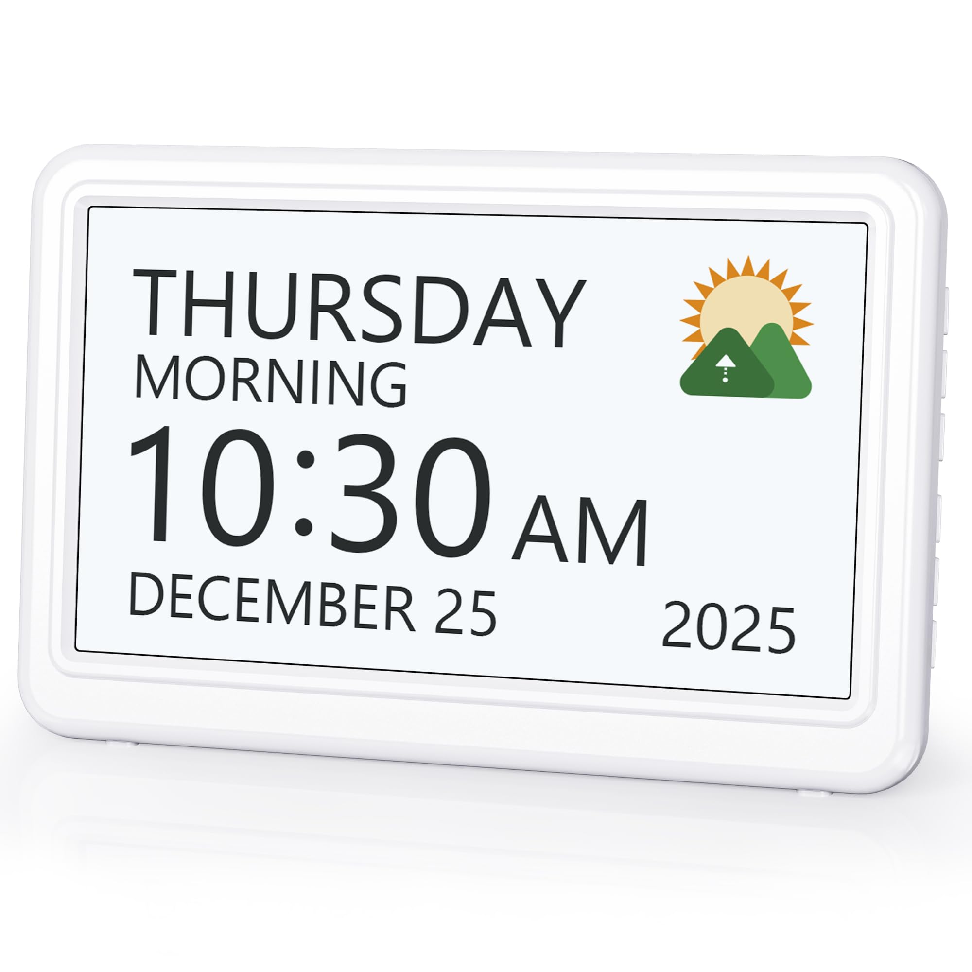 Digital Clock With Date And Week For Seniors  Alzheimer's Dementia 20 Alarms 6 Reminders Large Font Calendar Alarm Vision Impaired White (ac Powered)