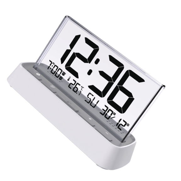 Digital Clock with Indoor Temperature Humidity Monitor Large LCD Display Calendar Alarm Night Light for Home Office
