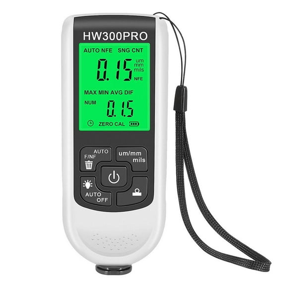 Digital Coating Thickness Gauge Paint Meter 0-2000um LCD Display for FE NFE Metals Automotive Inspection HW-300PRO(white)