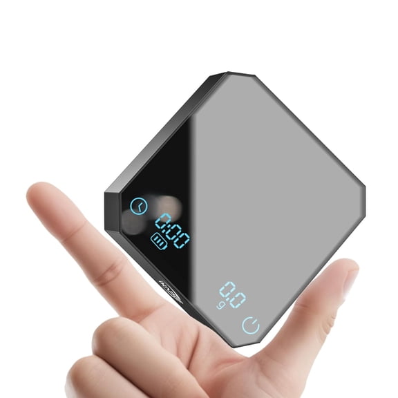 Digital Coffee Scale with Timer, 0.1g Precision, 2kg Capacity, Waterproof Rechargeable Aluminum Alloy, Auto Tare, Silicone Pad, Black, 3.46"x3.62"