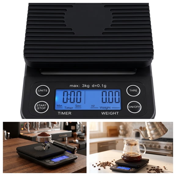 Digital Coffee Scale with Timer - Pour Over and Drip Coffee Scale with Precision Sensor, 3000g Capacity, Includes Silicone Mat