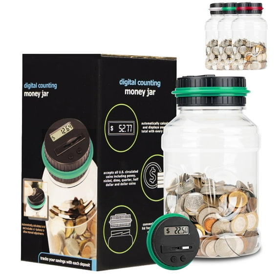 Digital Coin Bank under $5! Yannianjz Digital Coin Counting Bank, 1.8L Money Saving Jar with LCD Display, Electronic Coin Counter for Kids and Adults