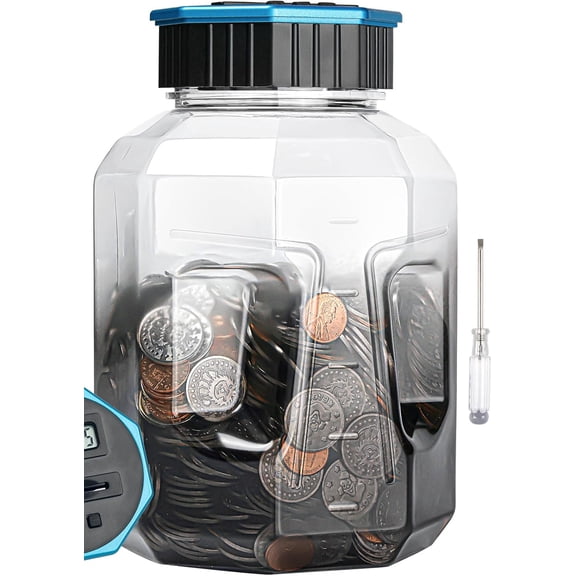 Digital Coin Counting Bank with LCD Counter, Coin Counter Money Counting Jar with Total Amount Displayed