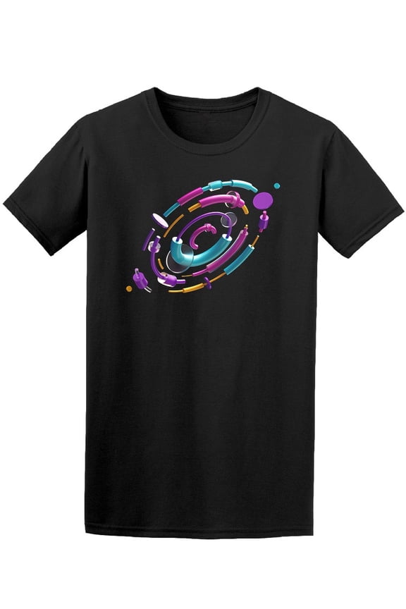 Digital Colorful Orbits T-Shirt Men -Image by Shutterstock, Male Medium