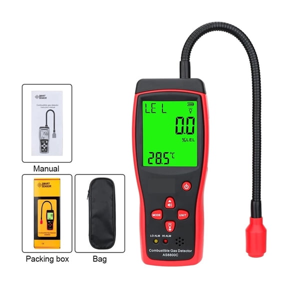 Digital Combustible Gas Detector Gas Analyzer Flammable Natural Gas Leak Location Determine Meter Gas Tester Sound Light Alarm