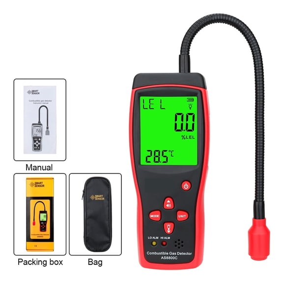 Digital Combustible Gas Detector Gas Analyzer Flammable Natural Gas Leak Location Determine Meter Gas Tester Sound Light Alarm