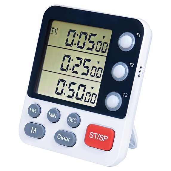 Digital Cooking Timer 3 Channels Count Up Down, High Contrast Display ...