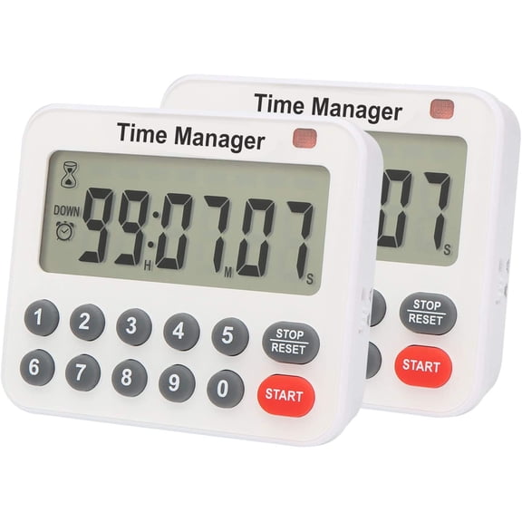 Digital Countdown Kitchen Timer - AY4052-2 Magnetic Count Up Down Cooking Timer with Magnet Back Loud Alarm Directly Input Hours Minutes and Seconds (2 Pack)