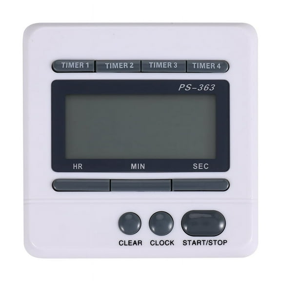 Digital Countdown Timer 4 Channel Count Up Down Kitchen Cooking Timer Clock,1x Digital Countdown Timer,White& gray