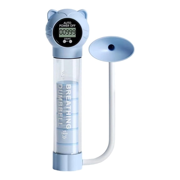 Digital Counter Breathing Dumbbell Trainer Portable Diaphragmatic Abdominal Breathing Device Core Respiratory Strength Enhancer For Yoga Fitness Rehabilitation(Blue-25Cm)