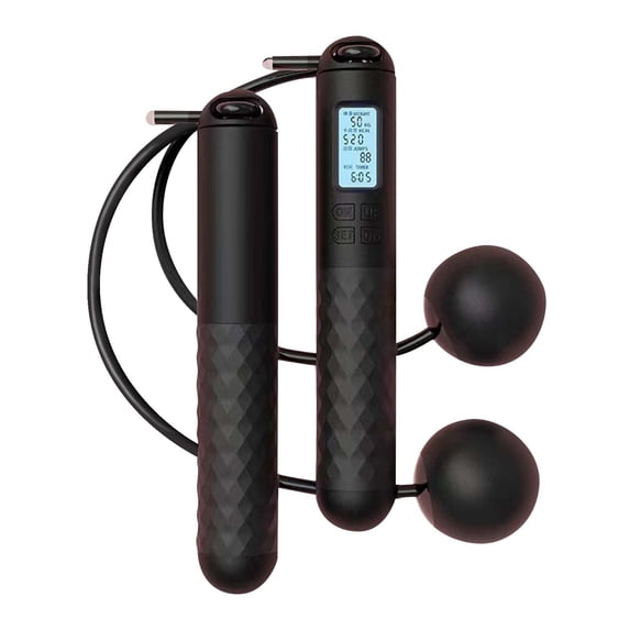 Digital Counter Jump Rope with Weighted Handles for Cardio Training E