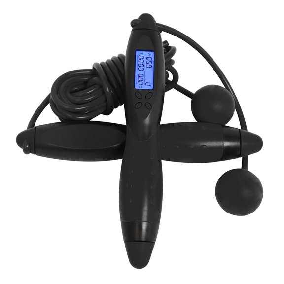 Digital Counting Speed Jumping Rope Counter For Indoor And Outdoor Fitness Boxing Training Adjustable Weighted Jump Rope Workout For Men,Women,Children - Black