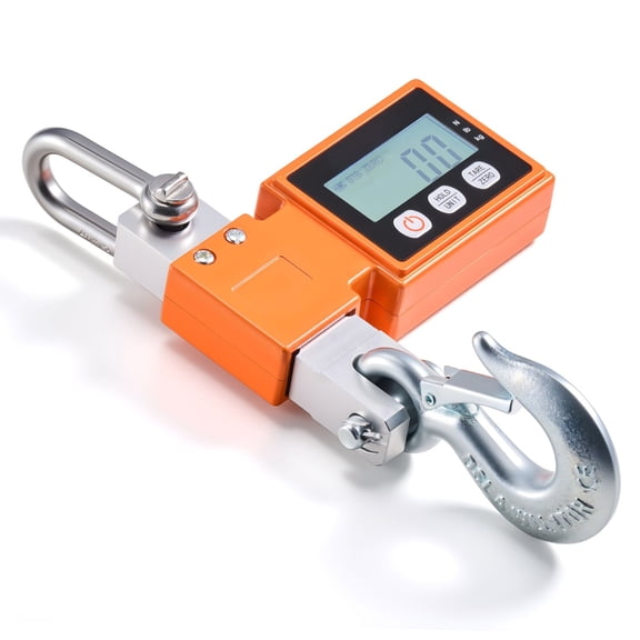 Digital Crane Scale 1100 lb Heavy Hanging, Cast Aluminum LCD, 0.2 lb Division, 3 Unit Switch, Auto-Off for Garage