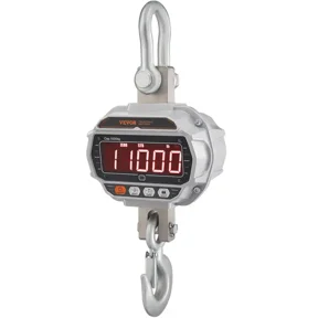 Digital Crane Scale 11000 lbs 5000 kg Heavy Duty Hanging Scale with Remote Control Cast Aluminum Case LED Screen High Precision for Construction Factory Farm Hunting Silver