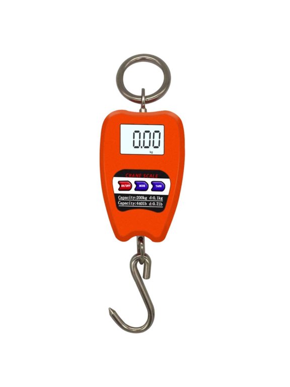 Digital Crane Scale 200Kg/441Lb Heavy Duty Hanging Hook Scale for Industrial & Luggage Weighing, Accurate Portable Orange Fish Scale for Adult Use