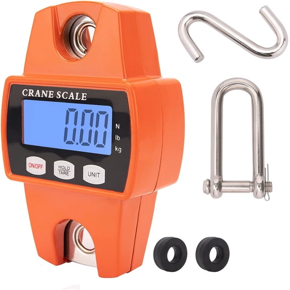 Digital Crane Scale, 300kg / 660lb Digital Hanging Scale with LCD Diaplay, Boriyuan Portable Mini Hanging Scale for Garage Farm Travel Fishing Indoor Outdoor Activities (Orange)