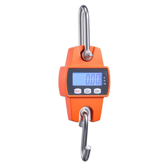 Digital Crane Scale 660 lb Handheld Hanging Scale, LCD, Cast Aluminum, 0.1 lb, 3-Unit Switch, for Farm, Hunting, Fishing, Orange